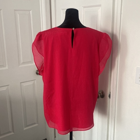 Calvin Klein hot pink blouse with ruffled sleeves. - Picture 4 of 12